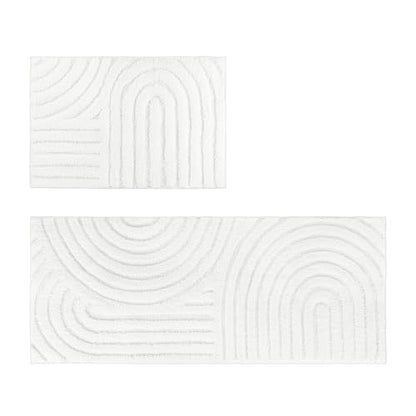 Sunlit 20"x30" Boho Decorative Textured Bathroom Rug Mat, Mid Century Modern Non-Slip Absorbent Soft Bath Mat, Organic Modern Floor Mat Dry Fast Machine Washable, Gray