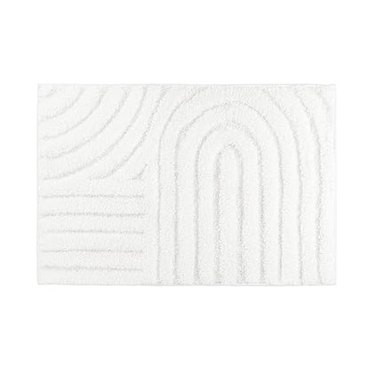 Sunlit 20"x30" Boho Decorative Textured Bathroom Rug Mat, Mid Century Modern Non-Slip Absorbent Soft Bath Mat, Organic Modern Floor Mat Dry Fast Machine Washable, Gray