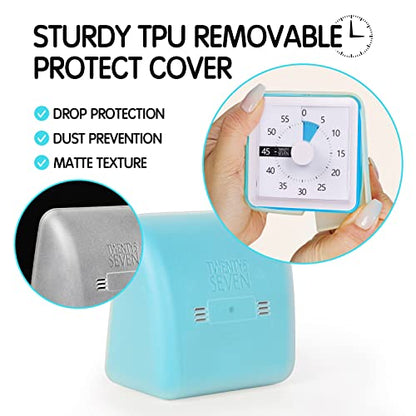 Visual Timer with Protective Case, 60-Minute Countdown Timer for Kids Autism ADHD Classroom Home Office, Countdown Clock for Teaching Work Meeting Time Management, Hungry Blue Fish