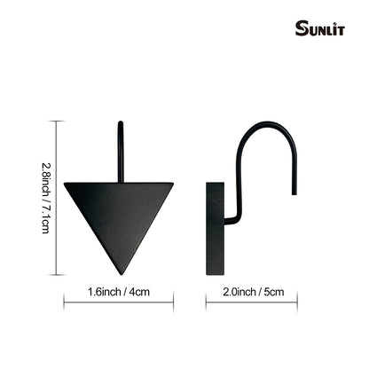 Sunlit Geometric Decorative Shower Curtain Hooks, Matt Triangle Geometric Black Shower Curtain Rings, Resin, Bathroom Decoration Boho Shower Curtain Hooks-12 Pack