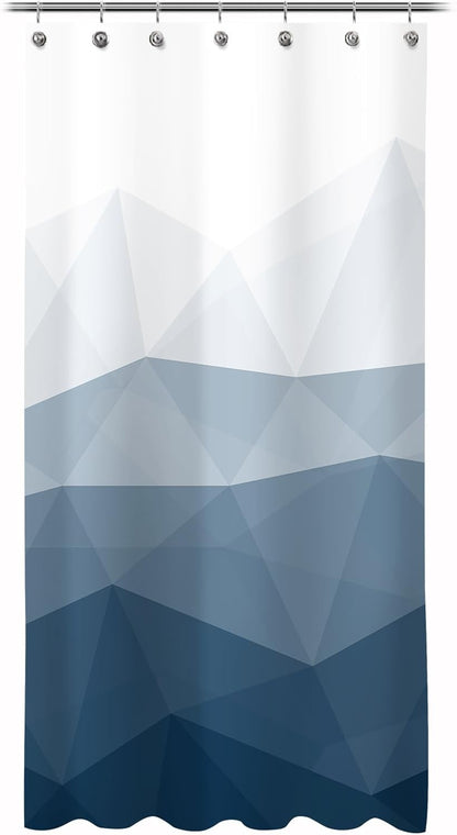 Sunlit Design 36 x 72 Inches Ombre Blue Small Stall Shower Curtain RV Half Size Narrow Bathroom Curtains Contemporary Geometric Fabric Bathroom Decor