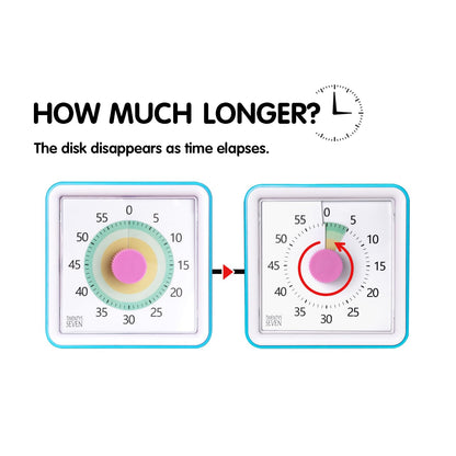 Visual Timer with Protective Case, 60-Minute Countdown Timer for Kids Autism ADHD Classroom Home Office, Countdown Clock for Teaching Work Meeting Time Management, Hungry Blue Fish