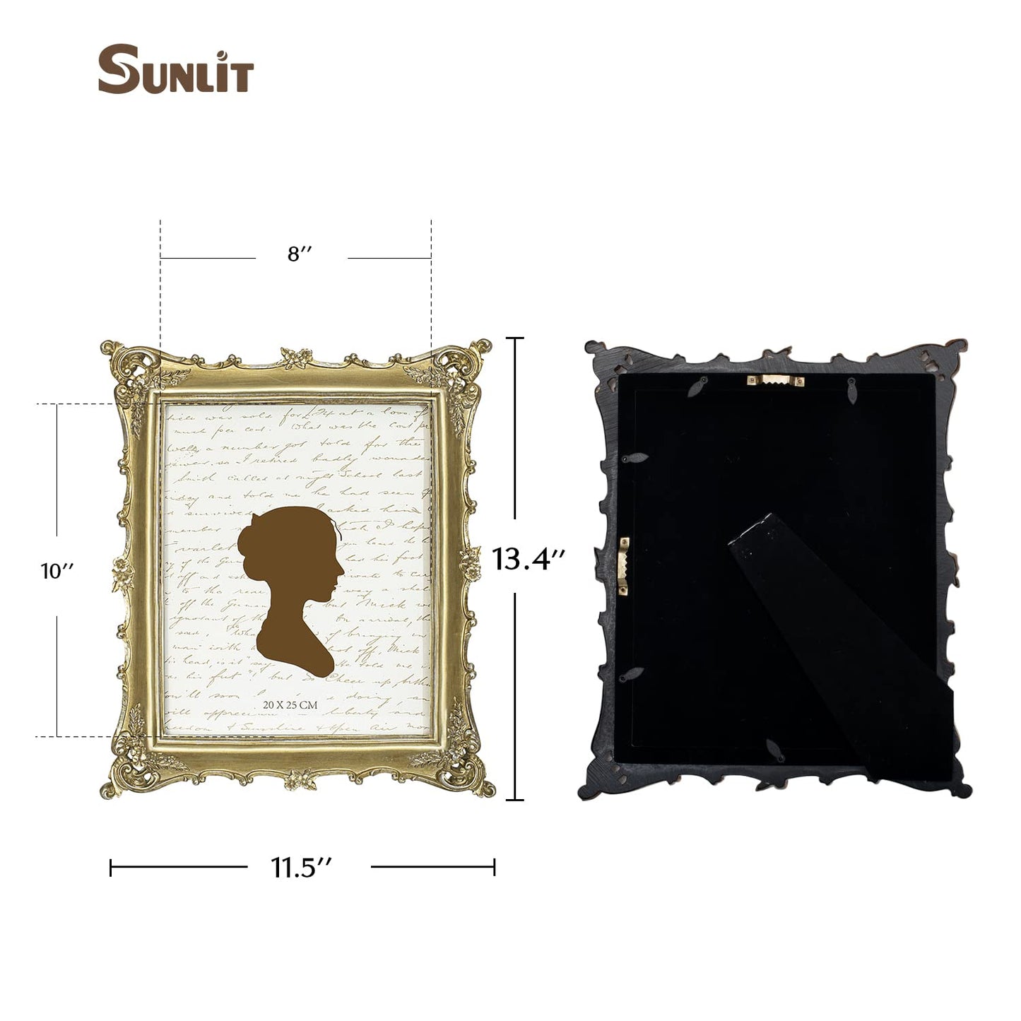 Sunlit Vintage Picture Frame 4x4 Inch, Luxury Antique Square Photo Frames with Glass Front, Photo Display, Tabletop Wall Hanging, Gift Ideas, Bronze Gold