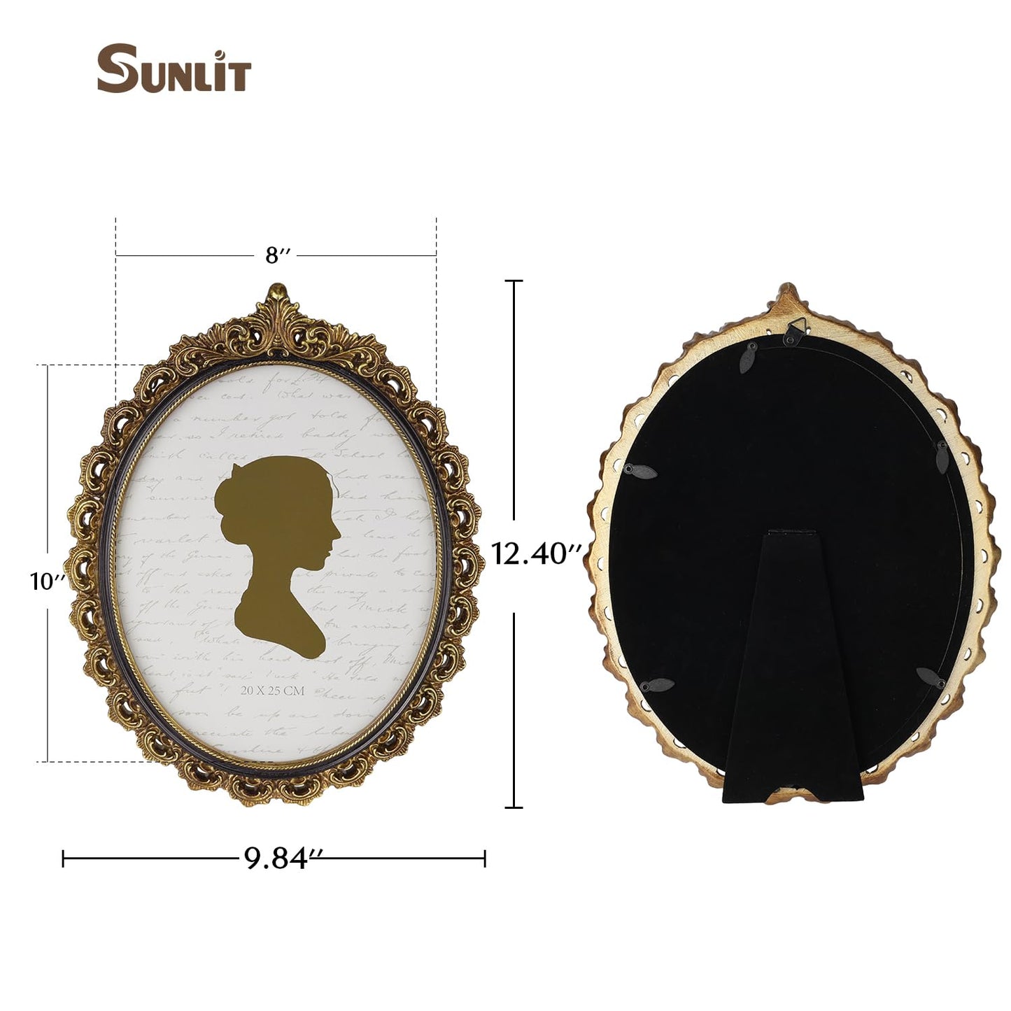 Sunlit Vintage Picture Frame 4x6 Inch, Oval Antique Photo Frames with Glass Front, Luxury Photo Display, Tabletop Wall Hanging, Gift Ideas, White