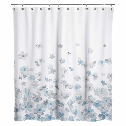 Sunlit Floral Fabric Shower Curtain, Design Simple Style Yellow and Gray Flower Blossoms Shower Curtains for Bathroom Decor with White Background, Machine Washable, 72x72
