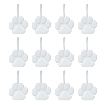 Sunlit Fashion Design Cute Paw Print Polished Shower Curtain Hooks for Dog Cat and Bear, Rust Proof Oil Rubbed Metal Shower Curtain Rings-12 Pack