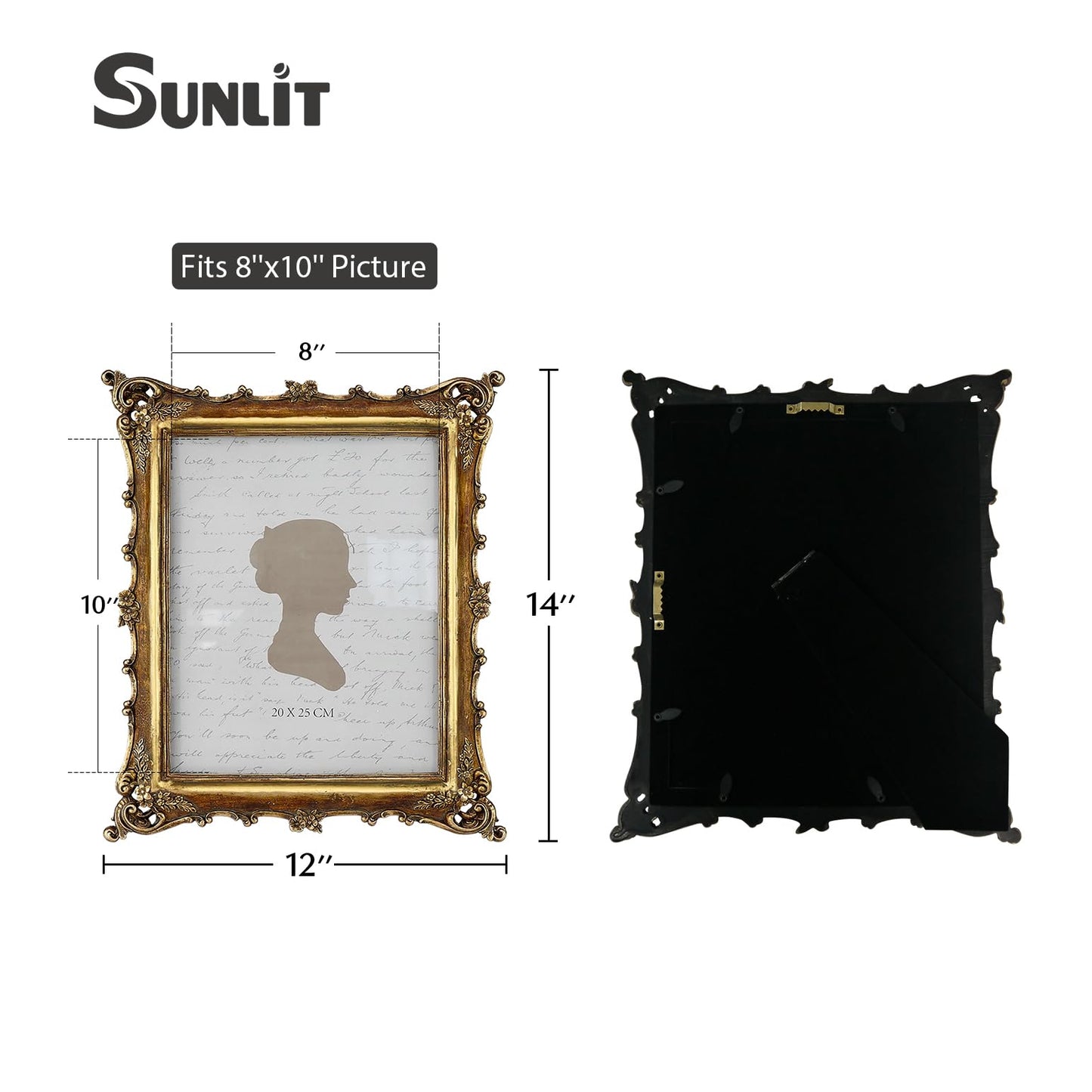 Sunlit Vintage Picture Frame 4x4 Inch, Luxury Antique Square Photo Frames with Glass Front, Photo Display, Tabletop Wall Hanging, Gift Ideas, Bronze Gold