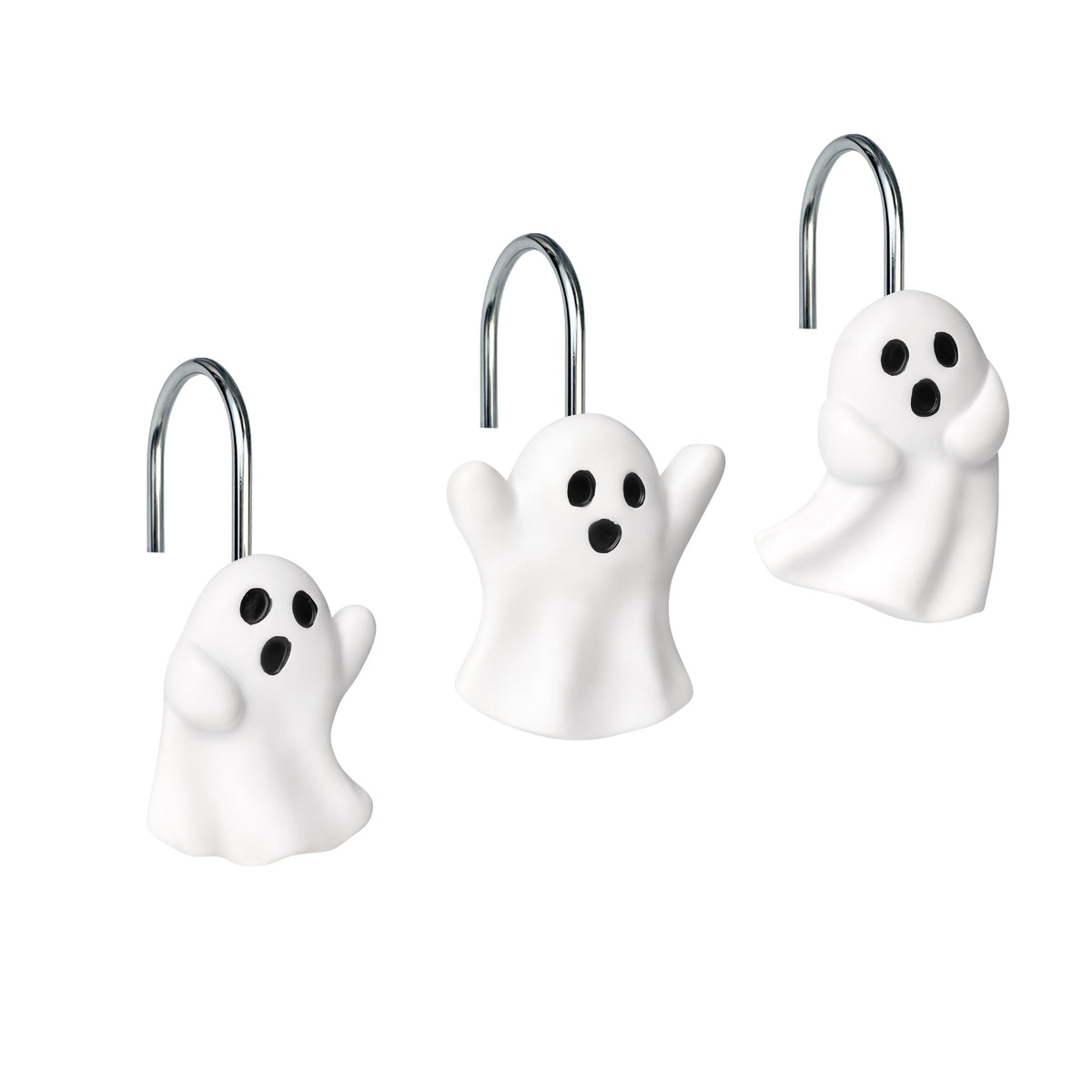 Sunlit Ghost Shower Curtain Hooks, Home Decorative Shower Curtain Rings for Bathroom, Halloween Shower Curtain Hangers Bathroom Accessories, Set of 12, Golden