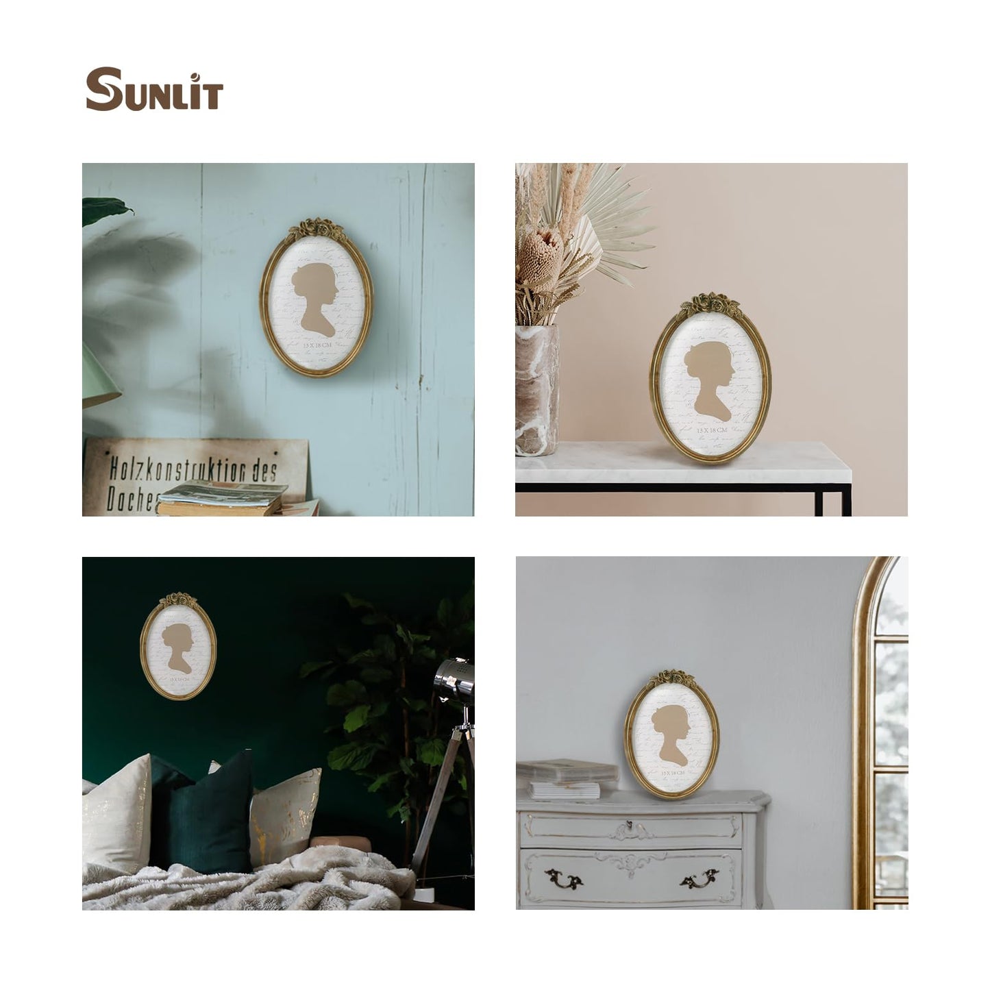 Sunlit Vintage Picture Frame 4x4 Inch, Luxury Antique Photo Frames with Glass Front, Luxury Photo Display, Tabletop Wall Hanging, Gift Ideas, Golden Rose