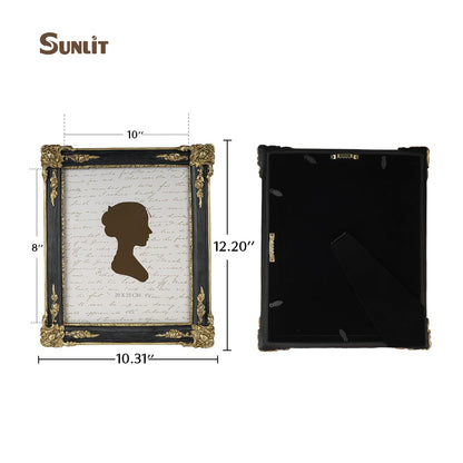 Sunlit Vintage Picture Frame 8x10 Inch, Luxury Antique Photo Frames with Glass Front, Photo Display, Tabletop Wall Hanging, Gift Ideas, Dark Gold