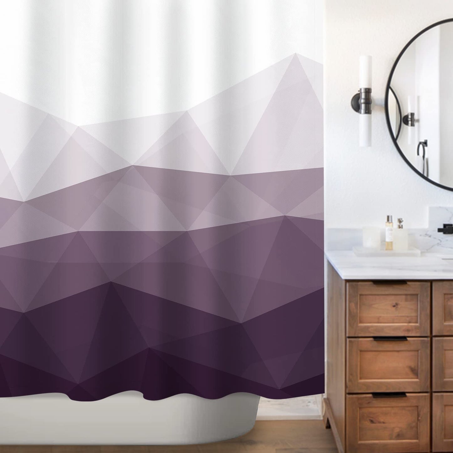 Sunlit Designer Popular Shower Curtain, Ombre Blue Fabric Contemporary Shower Curtains for Bathroom Décor