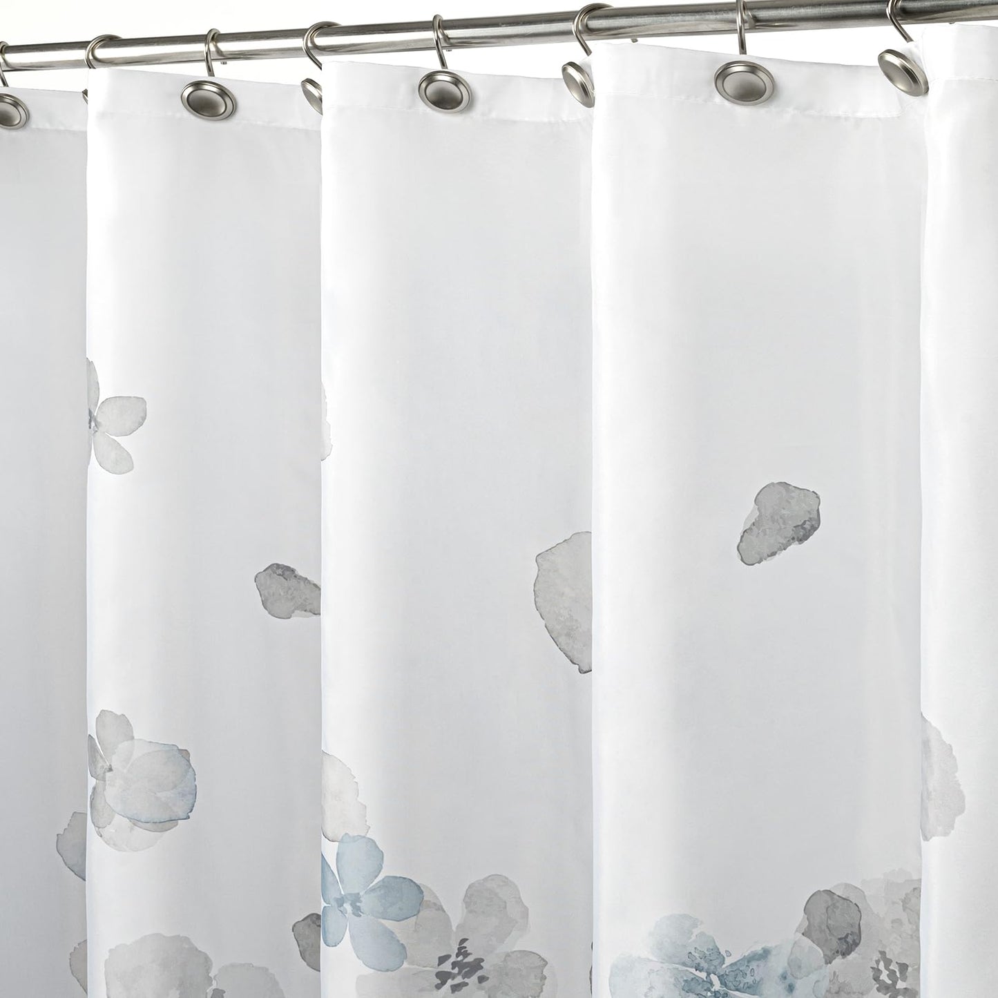 Sunlit Floral Fabric Shower Curtain, Design Simple Style Yellow and Gray Flower Blossoms Shower Curtains for Bathroom Decor with White Background, Machine Washable, 72x72