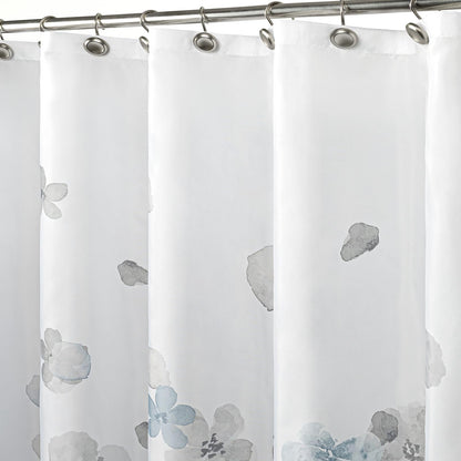 Sunlit Floral Fabric Shower Curtain, Design Simple Style Yellow and Gray Flower Blossoms Shower Curtains for Bathroom Decor with White Background, Machine Washable, 72x72