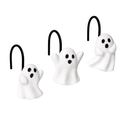 Sunlit Ghost Shower Curtain Hooks, Home Decorative Shower Curtain Rings for Bathroom, Halloween Shower Curtain Hangers Bathroom Accessories, Set of 12, Golden