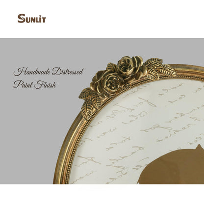 Sunlit Vintage Picture Frame 4x4 Inch, Luxury Antique Photo Frames with Glass Front, Luxury Photo Display, Tabletop Wall Hanging, Gift Ideas, Golden Rose