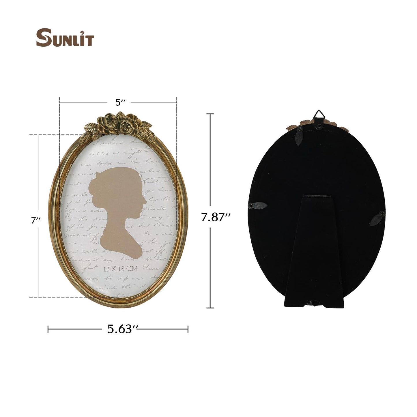 Sunlit Vintage Picture Frame 4x4 Inch, Luxury Antique Photo Frames with Glass Front, Luxury Photo Display, Tabletop Wall Hanging, Gift Ideas, Golden Rose