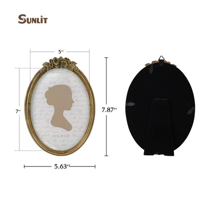 Sunlit Vintage Picture Frame 4x4 Inch, Luxury Antique Photo Frames with Glass Front, Luxury Photo Display, Tabletop Wall Hanging, Gift Ideas, Golden Rose