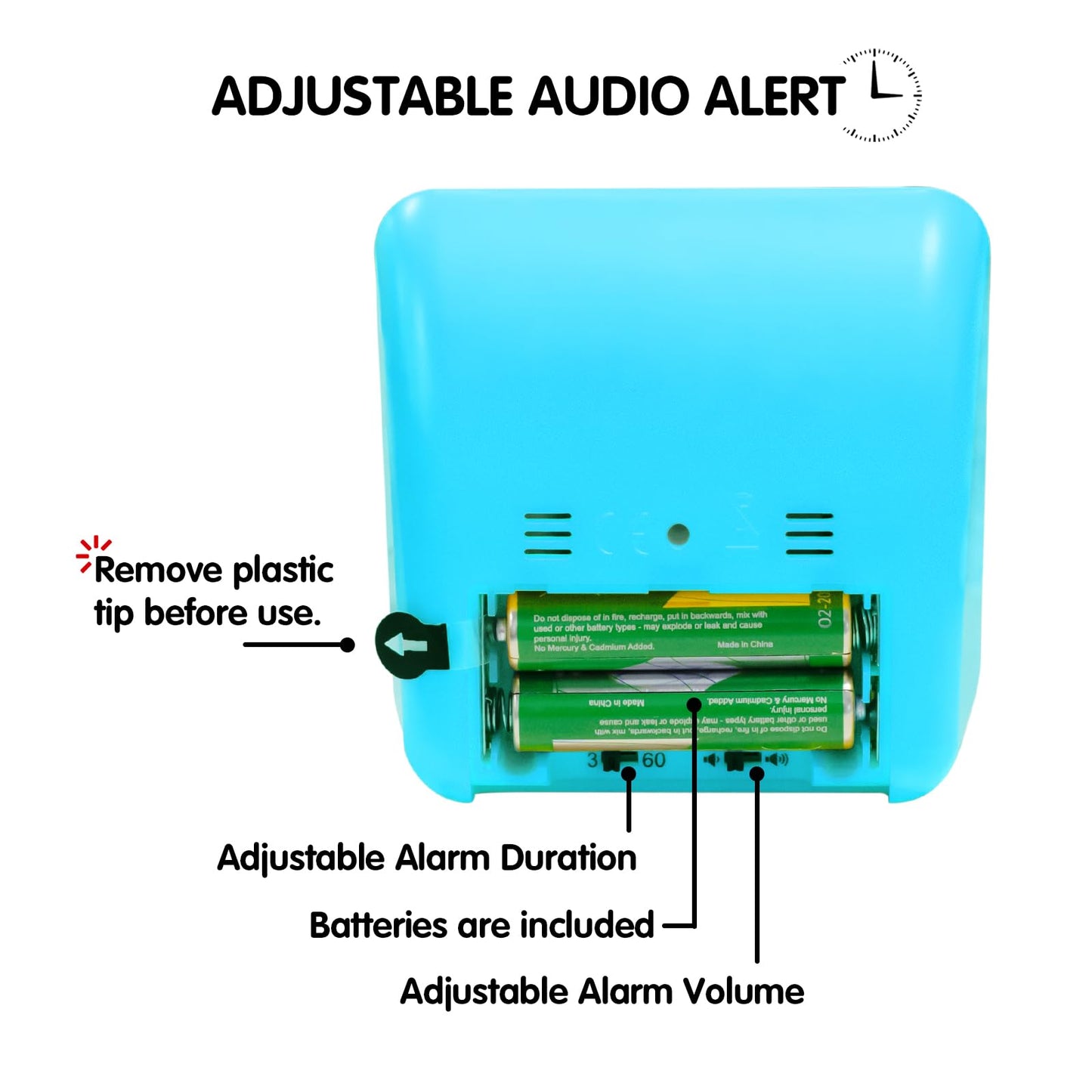 Visual Timer with Protective Case, 60-Minute Countdown Timer for Kids Autism ADHD Classroom Home Office, Countdown Clock for Teaching Work Meeting Time Management, Hungry Blue Fish