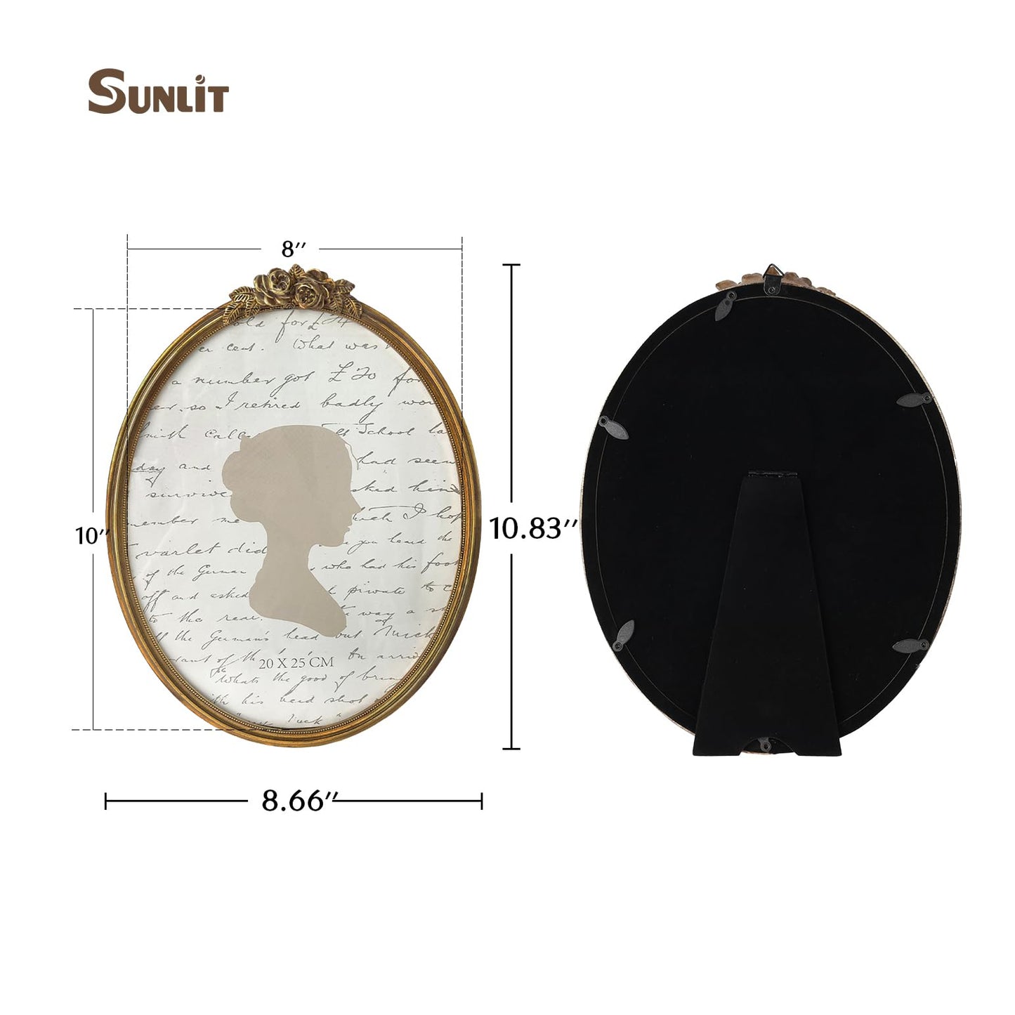 Sunlit Vintage Picture Frame 4x4 Inch, Luxury Antique Photo Frames with Glass Front, Luxury Photo Display, Tabletop Wall Hanging, Gift Ideas, Golden Rose