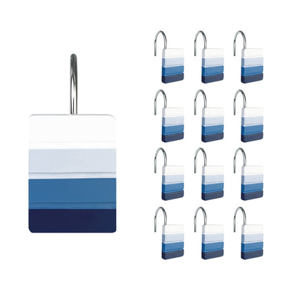 Sunlit Ombre Yellow Decorative Shower Curtain Hooks, Yellow White Gradient Shower Curtain Rings, Resin, Bathroom Decoration Stripes Shower Curtain Hangers, 12 Pack