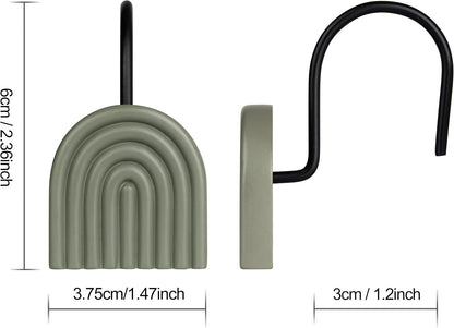 Sunlit Arch Shower Curtain Hooks, Decorative Bathroom Curtain Rings, Green