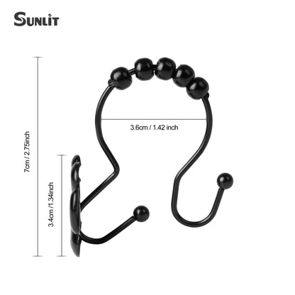 Sunlit Fashion Design Cute Paw Print Polished Shower Curtain Hooks for Dog Cat and Bear, Rust Proof Oil Rubbed Metal Shower Curtain Rings-12 Pack