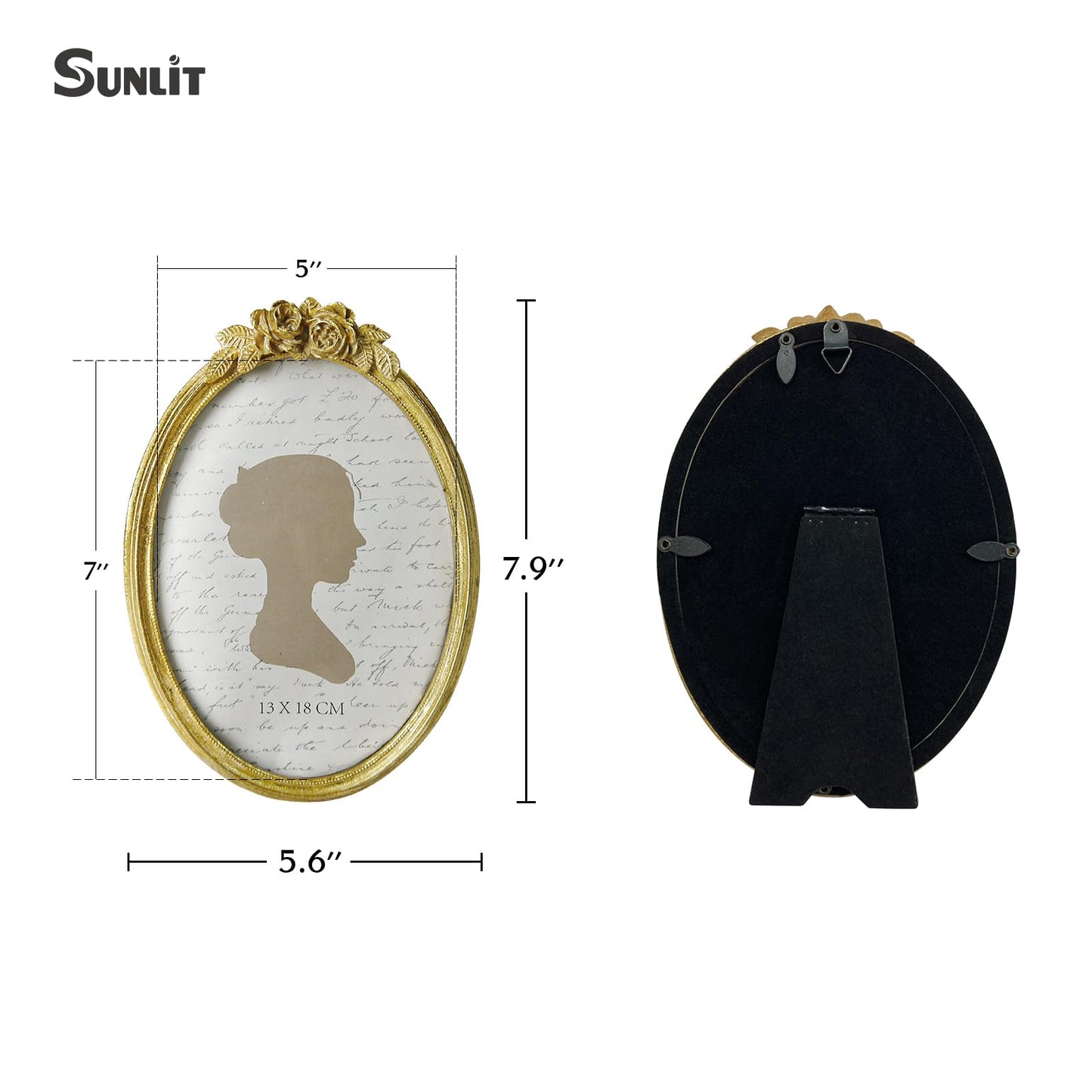 Sunlit Vintage Picture Frame 4x4 Inch, Luxury Antique Photo Frames with Glass Front, Luxury Photo Display, Tabletop Wall Hanging, Gift Ideas, Golden Rose