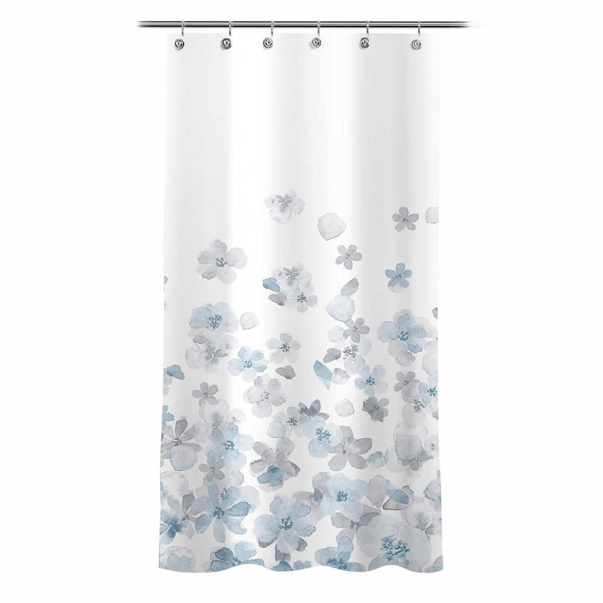 Sunlit Floral Fabric Shower Curtain, Design Simple Style Yellow and Gray Flower Blossoms Shower Curtains for Bathroom Decor with White Background, Machine Washable, 72x72