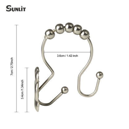 Sunlit Fashion Design Cute Paw Print Polished Shower Curtain Hooks for Dog Cat and Bear, Rust Proof Oil Rubbed Metal Shower Curtain Rings-12 Pack