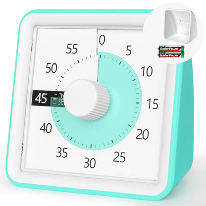 Visual Timer with Protective Case, 60-Minute Countdown Timer for Kids Autism ADHD Classroom Home Office, Countdown Clock for Teaching Work Meeting Time Management, Hungry Blue Fish