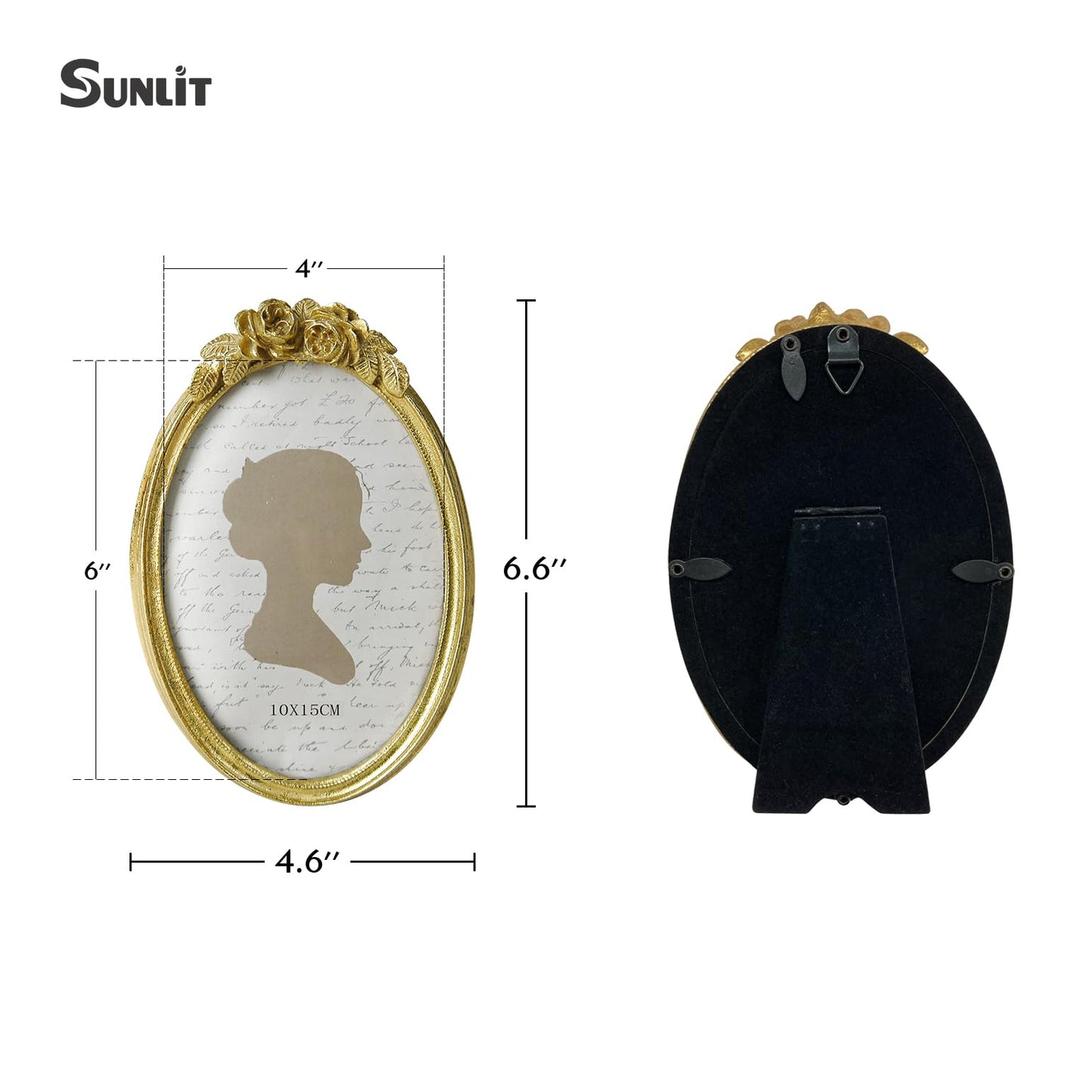 Sunlit Vintage Picture Frame 4x4 Inch, Luxury Antique Photo Frames with Glass Front, Luxury Photo Display, Tabletop Wall Hanging, Gift Ideas, Golden Rose