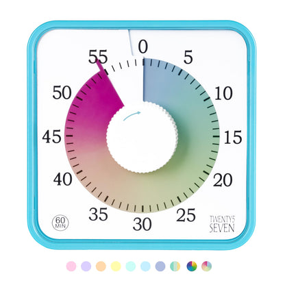 TWENTY5 SEVEN Countdown Timer 7.5 inch; 60 Minute 1 Hour Visual Timer – Classroom Teaching Tool Office Meeting, Mechanical Countdown Clock for Kids Exam Time Management Magnetic, Sky Blue