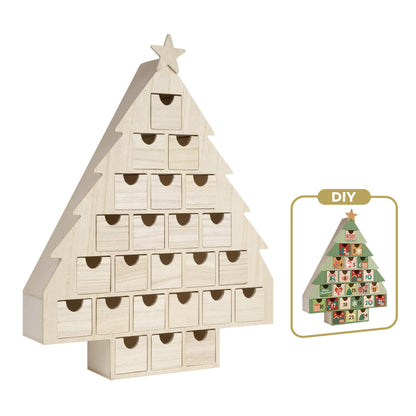 Sunlit Christmas Wooden Advent Calendar with Drawers, Unfinished Wooden, Chalet Shaped Countdown Calendar Ready to Decorate and Personalize | Craft Storage Box | DIY Guru and Crafters