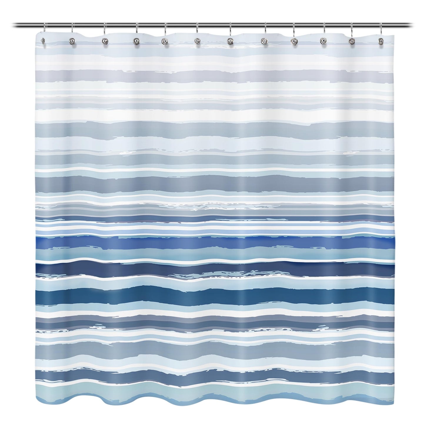 Sunlit Sunset Ombre Striped Shower Curtain, Blue and Orange Textured Slubbed Fabric Shower Curtain for Bathroom Decoration, Gradient Stripe Bathroom Curtain, 72x72