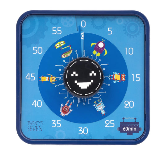 TWENTY5 SEVEN 7.5-Inch Visual Timer, Battery-Free 60-Minute Countdown Clock
