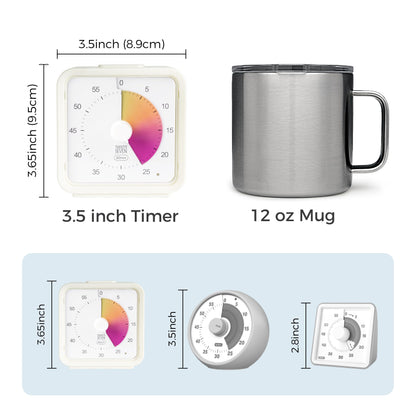 TWENTY5 SEVEN Countdown Timer, 60 Minute 1 Hour Silent Visual Timer, Magnetic Classroom Teaching Tool Office Meeting, Countdown Clock for Kids Time Management, Pastel Rainbow