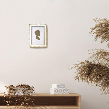 Sunlit Boho Vintage Picture Frame 4x4 Inch with Beaded Border, Luxury Antique Square Photo Frames with Glass Front, Photo Display, Tabletop Wall Hanging, Gift Idea, Distressed White