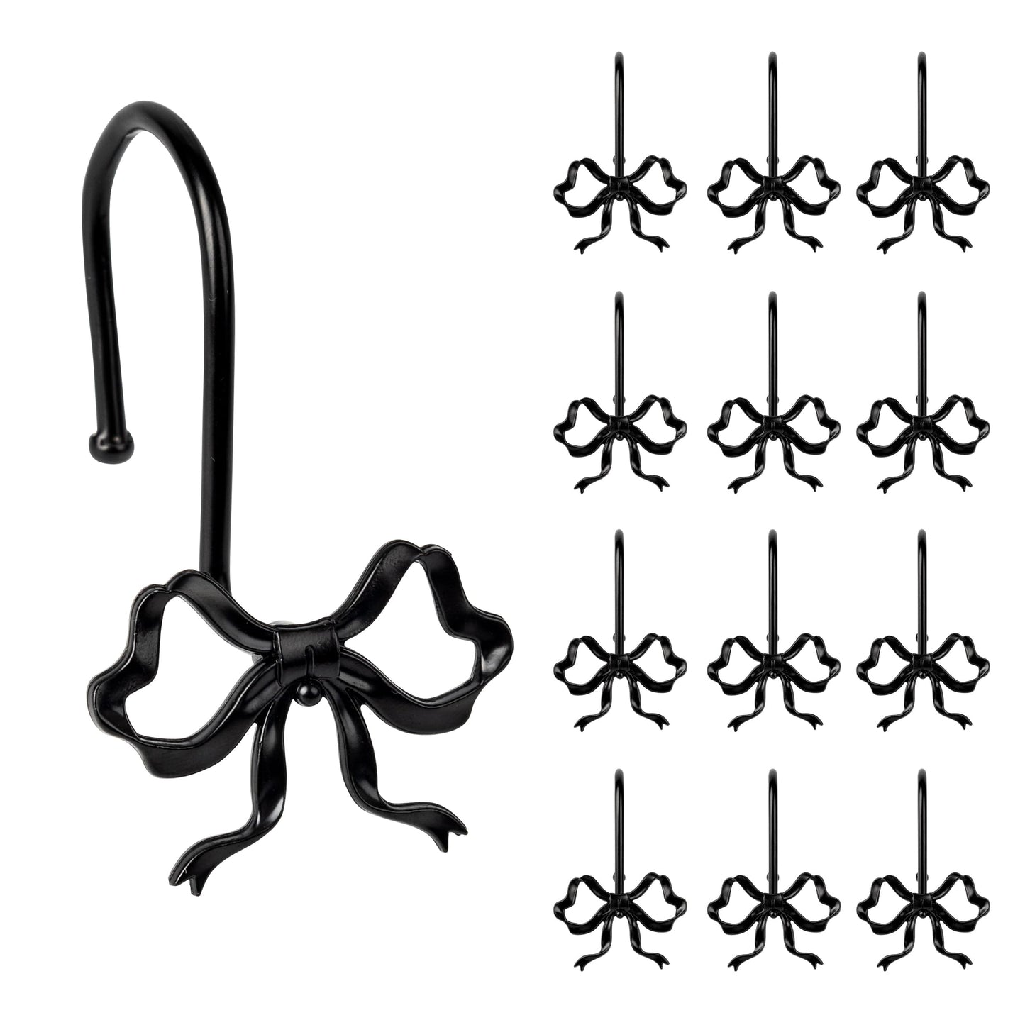 Sunlit Cute Gold Bow Knot Shower Curtain Hooks, Metal Home Decorative Shower Curtain Rings for Bathroom, Shower Curtain Hangers Bathroom Accessories, Set of 12