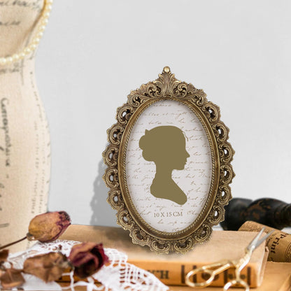 Sunlit Vintage Picture Frame 4x6 Inch, Oval Antique Photo Frames with Glass Front, Luxury Photo Display, Tabletop Wall Hanging, Gift Ideas, White