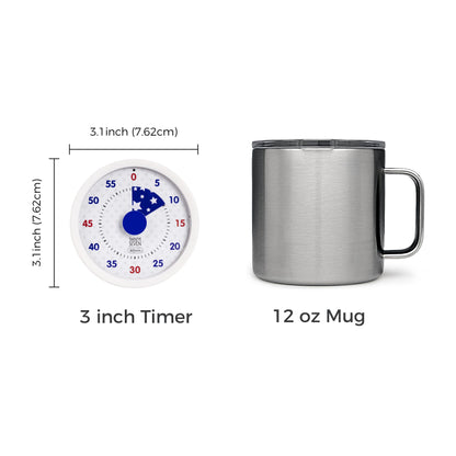 TWENTY5 SEVEN Countdown Timer 3 inch, Silent 60 Minute 1 Hour Visual Timer with Pause Function, Magnetic Classroom Teaching Tool Office Meeting, Countdown Clock for Kids Time Management, Blue Stars