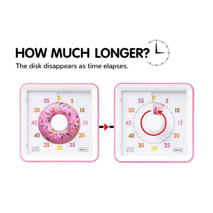 Visual Timer with Protective Case, 60-Minute Countdown Timer for Kids Autism ADHD Classroom Home Office, Countdown Clock for Teaching Work Meeting Time Management, Hungry Blue Fish