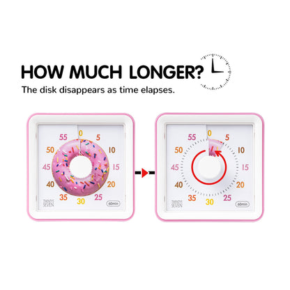 Visual Timer with Protective Case, 60-Minute Countdown Timer for Kids Autism ADHD Classroom Home Office, Countdown Clock for Teaching Work Meeting, Pomodoro Timer for Time Management Education, Purple