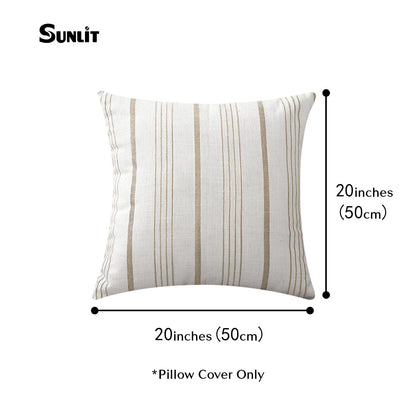 Sunlit Decorative Farmhouse Throw Pillow Case, Set of 2 Cream/Off-White with Black Stripes Modern Accent Square Pillow Cover, 22" x 22", Textured Linen Throw Cushion Covers for Couch Chair Bedroom