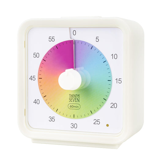 TWENTY5 SEVEN Countdown Timer, 60 Minute 1 Hour Silent Visual Timer, Magnetic Classroom Teaching Tool Office Meeting, Countdown Clock for Kids Time Management, Pastel Rainbow