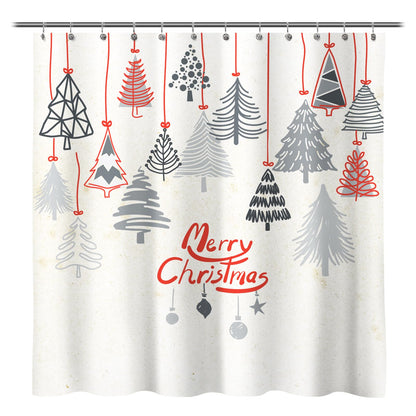 Sunlit Blue Fluorescent Christmas Snowflake Tree with Dark Blue Background Fabric Shower Curtain, Bathroom Home Office Holiday Wall Decoration as Tapestry and Photo Booth Backdrop