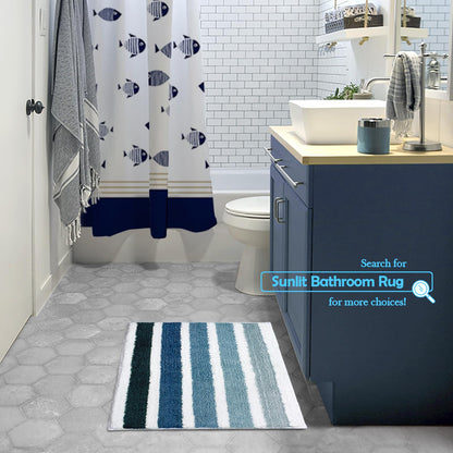 Sunlit 17"x24" Ombre Blue Bathroom Rug Non-Slip Absorbent Soft Bath Mat Set, Floor Mat Dry Fast Machine Washable.