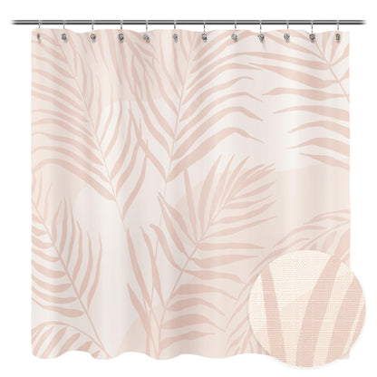 Sunlit 36x72 Inches Sage Green Textured Slubbed Fabric Shower Curtain, Mid Century Modern Palm Leaf Small Stall Shower Curtains for Bathroom Decoration, RV Half Size Narrow Boho Bathroom Curtains