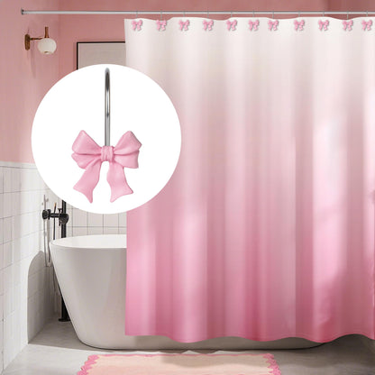 Sunlit Cute Bow Knot Shower Curtain Hooks, Home Decorative Shower Curtain Rings for Bathroom, Resin Shower Curtain Hangers Bathroom Accessories, Set of 12, Pink
