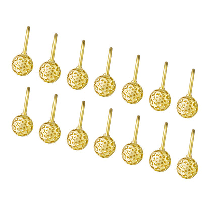 Sunlit Gold Hollow Ball Shower Curtain Hooks, Metal Home Decorative Shower Curtain Rings for Bathroom, Modern Shower Curtain Hangers Bathroom Accessories, Set of 12