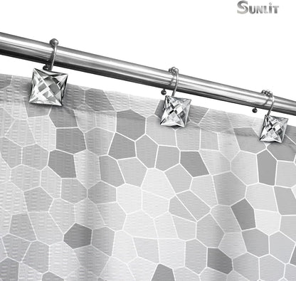 Sunlit Square Rhinestone Shower Curtain Hooks with Glide Balls, 12 Pack